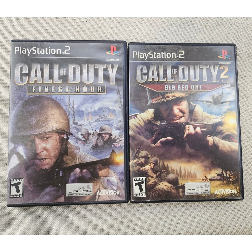 Activision Call of Duty PS2 Bundle Finest Hour & Big Red One 2 Game Lot Shooter